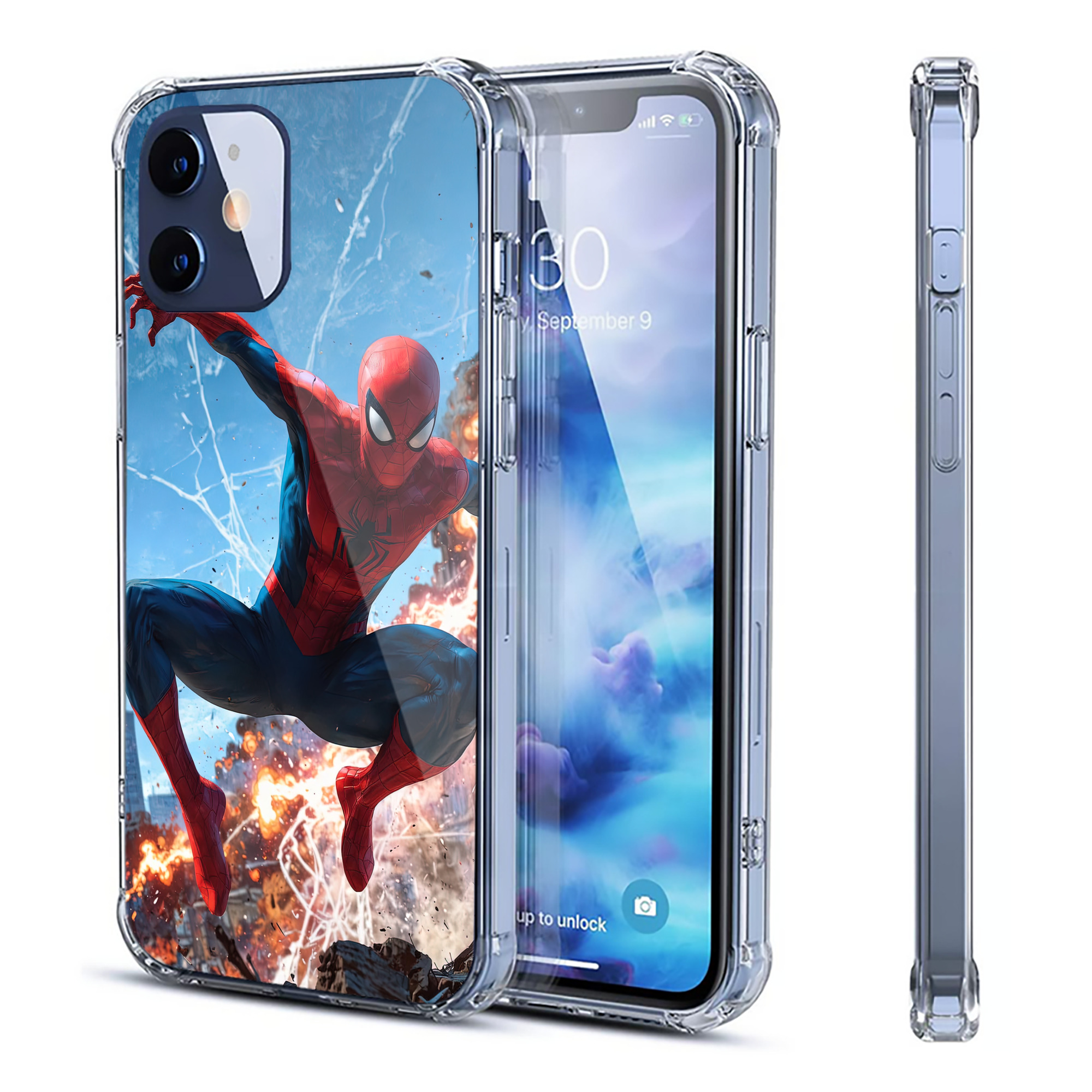 （画像用） Spider Man スパイダーマン 【iPhone 12シリーズ対応】透明スマホケース（クリアソフトケース）